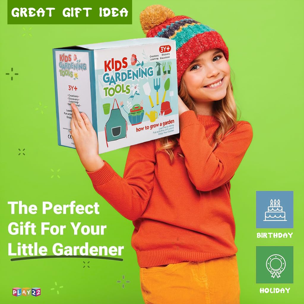 HASTHIP Kids Gardening Tools Kit for Outdoor Play featuring 9 Pieces and Tool Bag | Child Safe Plastic Set