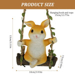 HASTHIP Lovely Rabbit Car Ornament for Home or Auto Decor with 35cm Hemp Rope | Resin Bunny Swing Figure 10x13cm