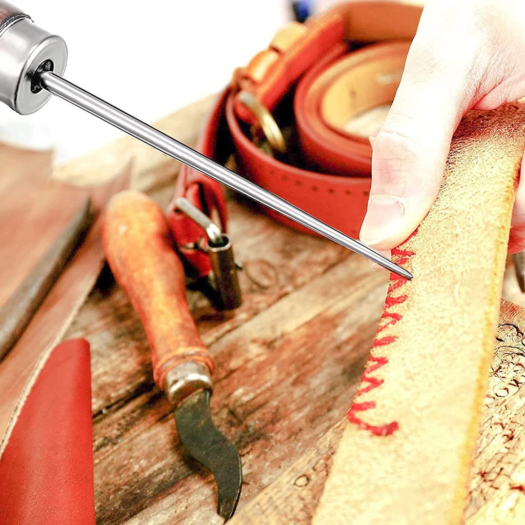 4 Pcs Awl Tool Needles Sewing Awl Hand Stitcher Gourd Shape Leather Craft Cloth Wooden Handle Scratch Awl Tool Pin Punching for Canvas Leather Pouch Hole DIY Shoes Repair