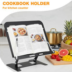 HASTHIP Adjustable Metal Book Stand with Page Clips, Foldable Reading Holder