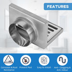 HASTHIP Stainless Steel Corner Floor Drain Cover 10 x 6.5cm for Shower and Balcony | Rust-Resistant Anti-Clog L-Shaped Design