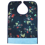 Adult Bibs Clothing Protectors Waterproof Pocket Bib Apron Washable with Crumb Catcher(Floral)