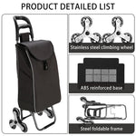 HASTHIP® Shopping Cart with Wheels, Foldable 6-Wheel Luggage Trolley Heavy Duty Shopping Hand Truck Load Capacity 77-110lbs, 35L Large Capacity Stair Climber Trolley for Shopping, Moving