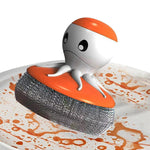 HASTHIP Cute Octopus Dish Brush for Kitchen Cleaning with Soap Dispensing Handle and Stainless Steel Scrubber | Wall Mounted Tray Set