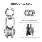 HASTHIP® Polea de Cable Inoxidable 304,Rueda de Polea Elevación con Rodamiento Suave,Capacidad Carga 551lbs Diseño con Bucle para Mecanismos Elevación y Manualidades DIY