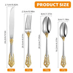 HASTHIP Stainless Steel Fork and Spoon Set of 4 for Dining with Embossed Golden Handle | Gift Box