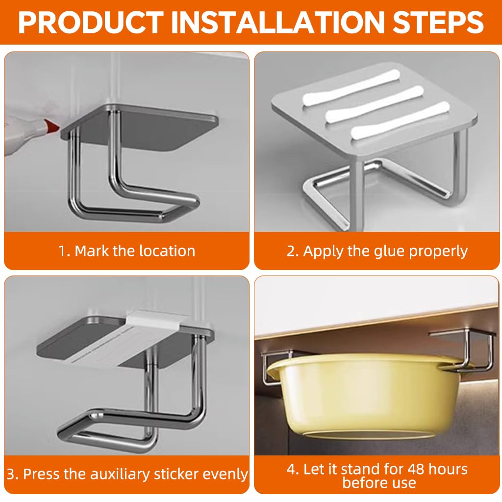 HASTHIP Wall Mounted Hooks for Washbasin Storage with No Drill Design and Stainless Steel | 2PCS Set