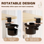 HASTHIP Desk Cup Holder for Home and Office with Swivel Design and Screw-Fix Clamp | Black Silicone Spill-Proof Drink Holder