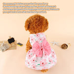 ZIBUYU® Florals Pattern Dog & Cat Dress Female with Lovely Bow - Cute Pet Apparel, Cat Dress & Dog Clothes for Medium Dogs, Birthday Pet Dress (Size L: Bust 45cm, Length 35cm)