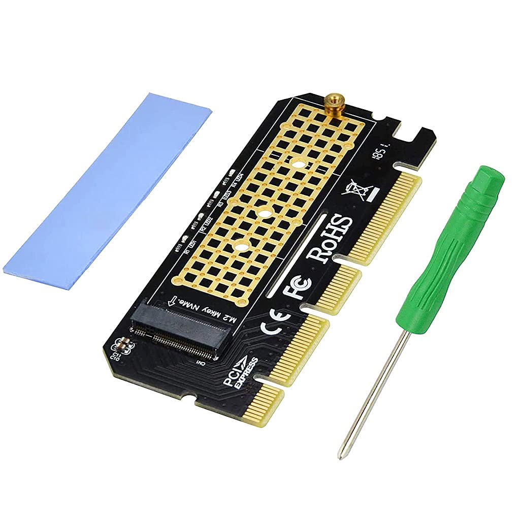 HASTHIP® NVME Adapter PCIe 3.0 x16 M.2 NVME SSD Adapter Card with Gel Pad,Supports 2230/2242/2260/2280 M-Key SSD,PCIe x4 x8 x16 Slot Not for AHCI/B-Key/B+M
