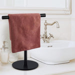 HASTHIP Towel Rack for Countertop featuring T Bar with Stable Base 11.8 in Black Stainless Steel | Modern Bathroom Storage for Face Towels and Paper Rolls