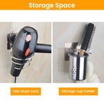 HASTHIP Hair Dryer Holder for Bathroom with Spiral Wire Mount and Self Adhesive Stainless Steel Design