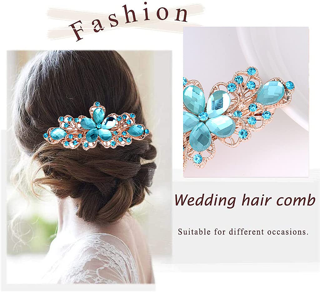 MAYCREATE Hair Clips for Women Alloy Rhinestone Hair Pins for Women and Girls Stylish Latest Flare Clips Barrettes Spring Hair Pins Clips Hair Jewelry Accessories Gift for Women Girls - 3 Pcs