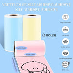 HASTHIP® 3 Rolls Colorful Adhesive Thermal Printer Labels 57x25mm, Self-Adhesive Pink Blue Yellow Sticker Paper, Compatible with Mini Bluetooth Thermal Label & Pocket Printers