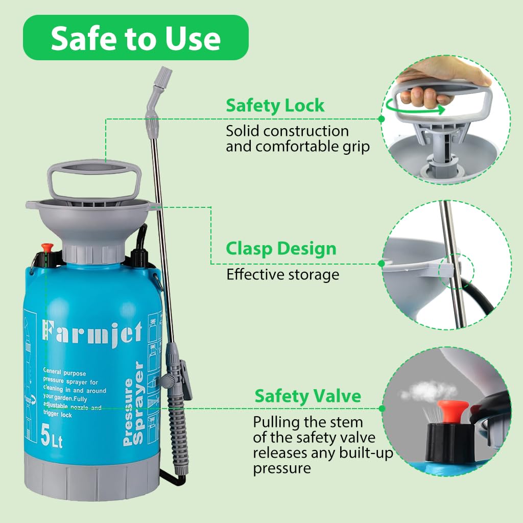 HASTHIP® 5L Gardening Water Sprayer Manual Pump Water Sprayer Long Stainless Steel Nozzle Pump Sprayer Portable Gardening Water Sprayer Bottle with Handle & Shoulder Strap