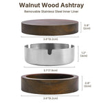 HASTHIP Wooden Ashtray with Lid Removable Stainless Steel Inner Liner