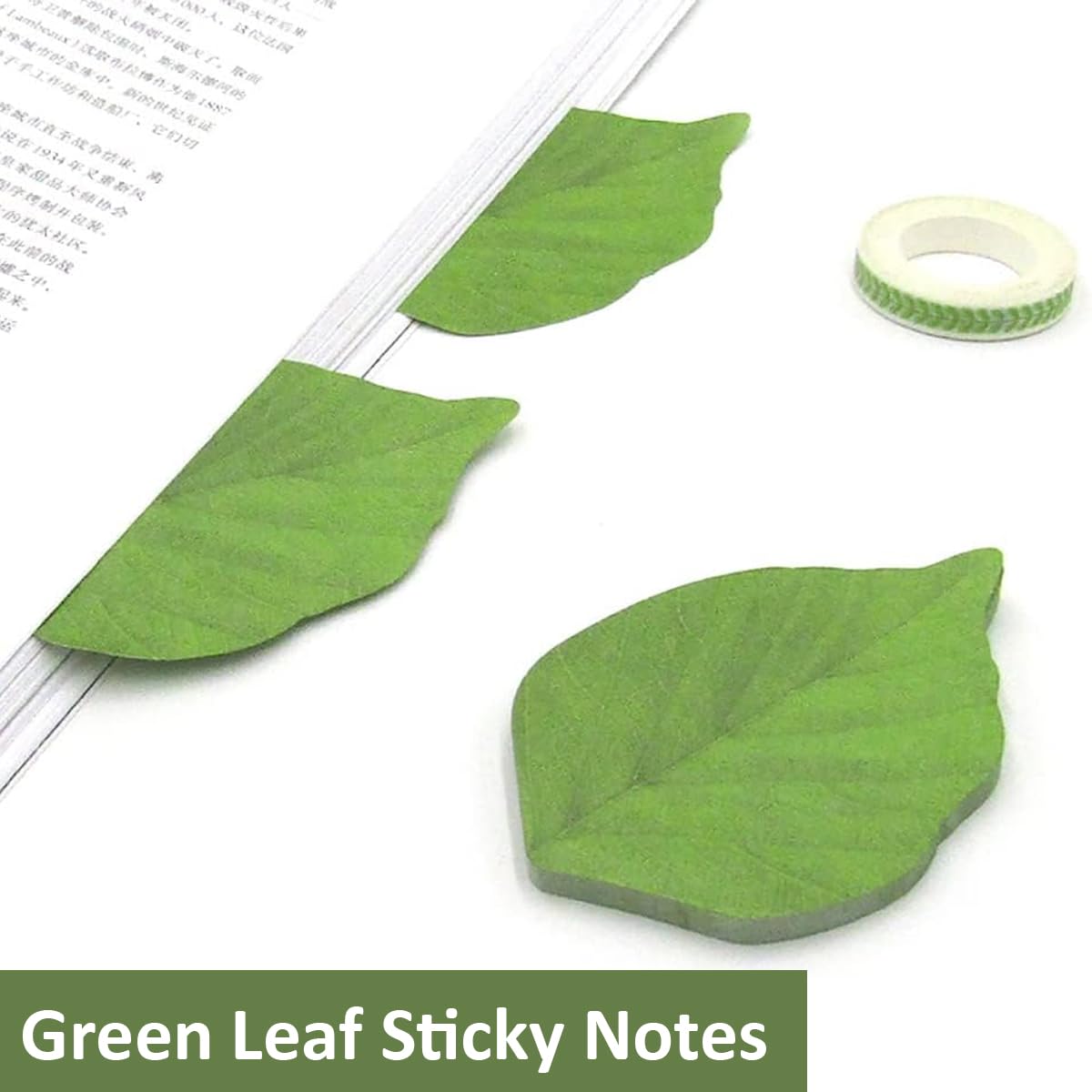 HASTHIP Sticky Notes for To Do Lists and Reminders featuring Leaf Design 200 Sheets | Recyclable Green Pads for Home Office