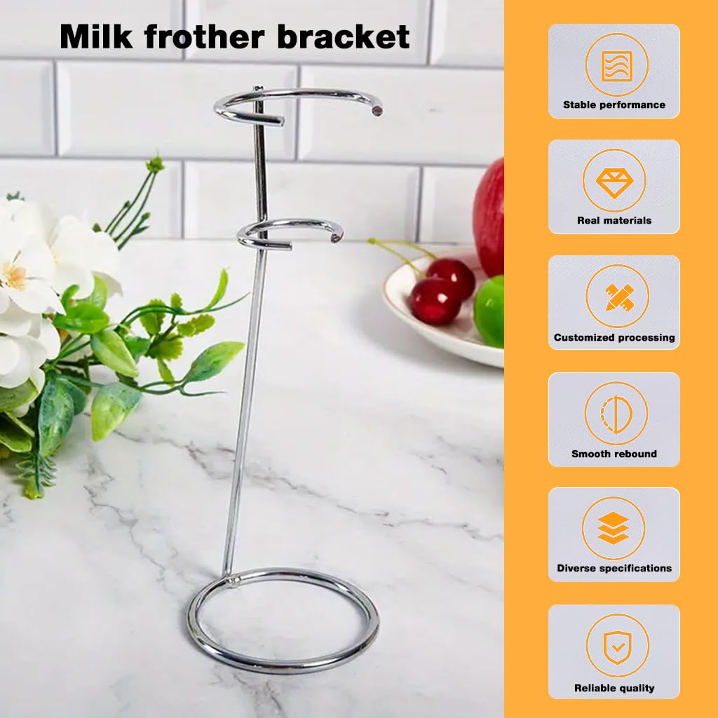 HASTHIP Handheld Milk Frother Holder for Table with Dual Ring Support and Stainless Steel Frame