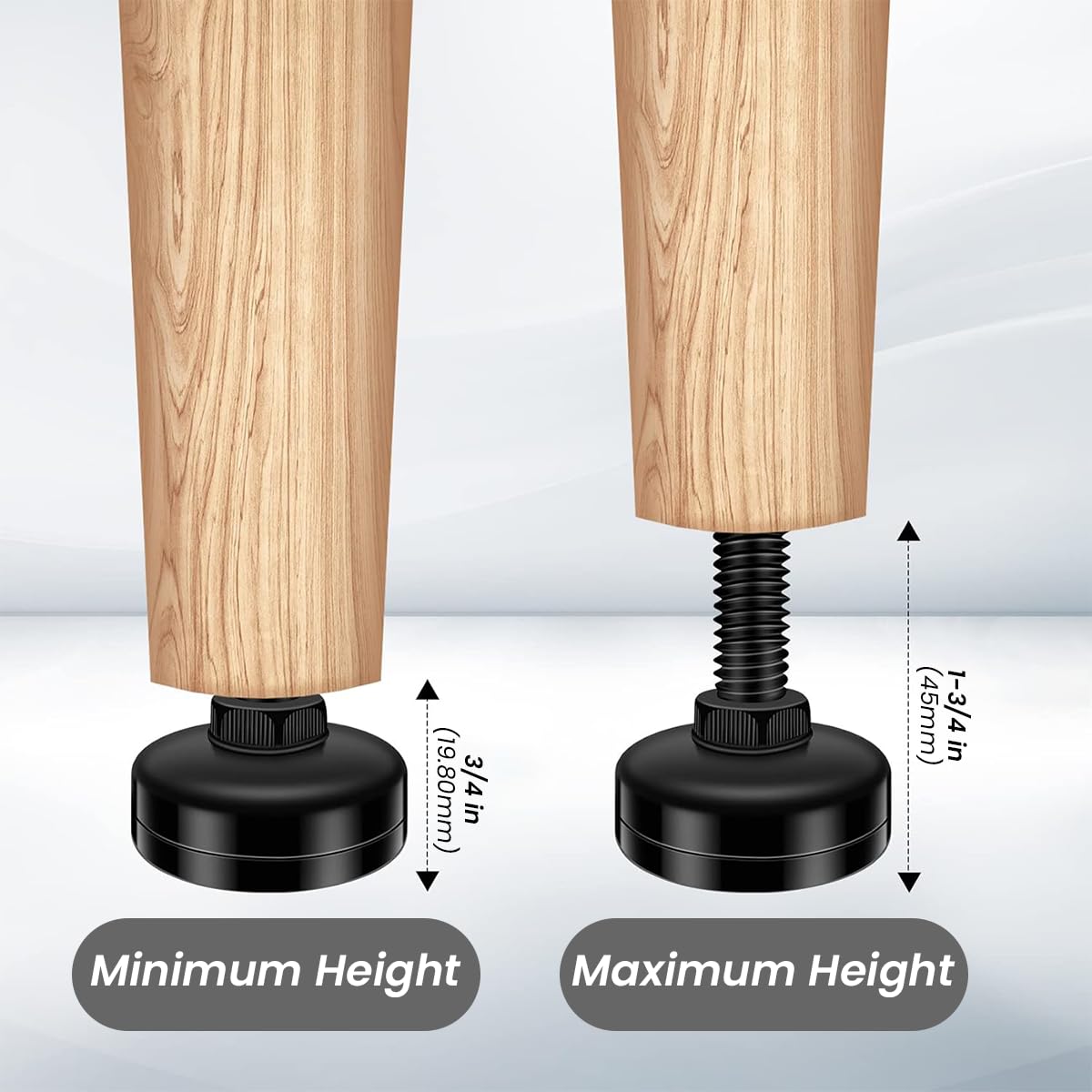 4PCS 3/8" Threaded Leveling Feet Adjustable Table/Furniture Feet Leveler Adjustable Furniture Feet, High Load Capacity 1320LB, Furniture Levelers Foot with T- Nut Kit 3/8"-16 Thread