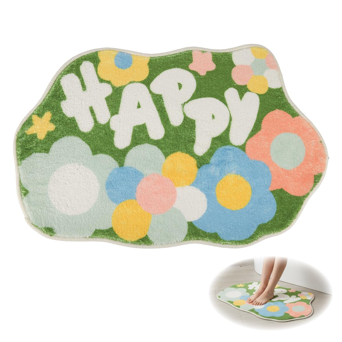 HASTHIP® Non-Slip Bathroom Rug 45x70cm, Super Absorbent Soft Bath Mat, Machine Washable Floor Carpet for Shower, Tub, Living Room, Bedroom, Kitchen - Multicolor