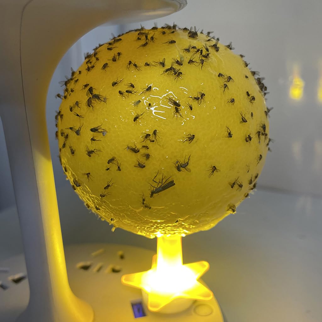HASTHIP USB Fly Trap Balls for Kitchen and Living Room with LED Attractant Light | 3.15 in Yellow Sticky Pest Control