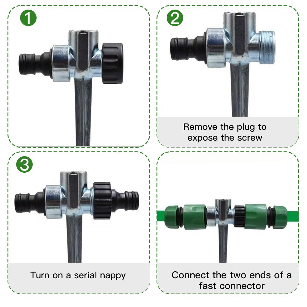 HASTHIP Garden Sprinkler Connectors for Lawn and Plants featuring 7.8 in Adjustable Alloy Stakes