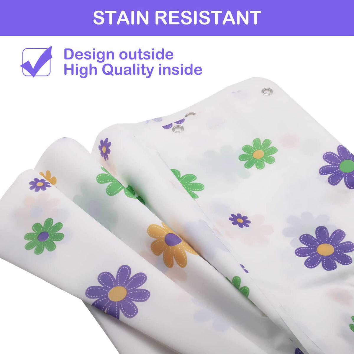 HASTHIP Shower Curtain for Bathroom with Metal Hooks and HD Print | Waterproof PEVA 1.8m x 1.8m