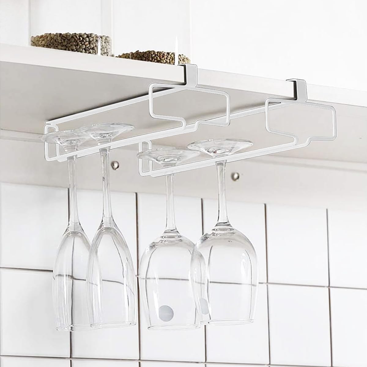 HASTHIP Wine Glass Rack for Cabinet Storage with Drill Free Mount | 2 Pack Iron Holder