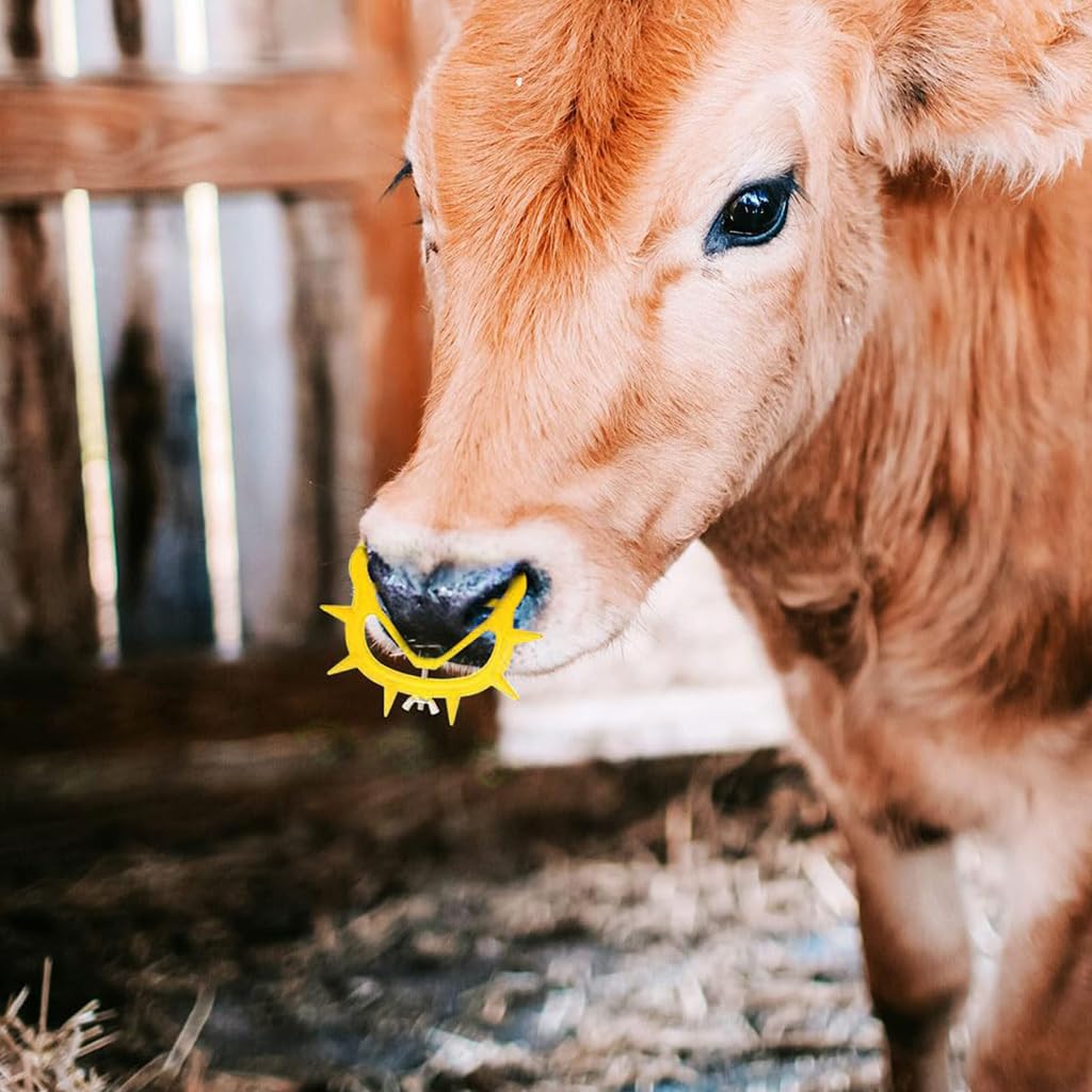 HASTHIP Cattle Weaning Ring Set 8PCS with Removable Screw Fix | Plastic PVC for Calves