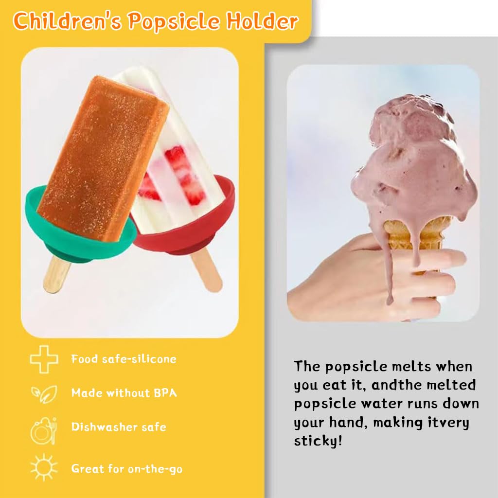 HASTHIP Silicone Popsicle Drip Catcher 2 in 1 Ice Cream Cone Guard Tray Pack of 4