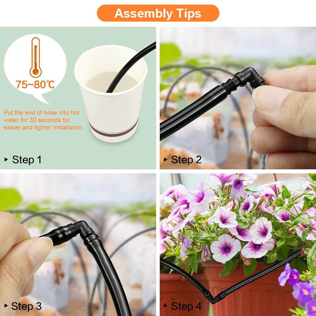 HASTHIP Slow Irrigation Fitting Kit for DIY Gardening with 240 pcs Connectors & Drippers