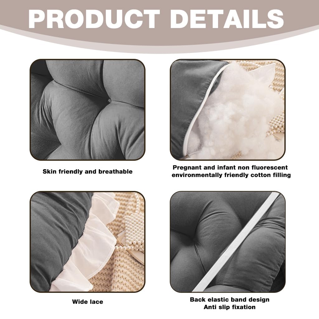 HASTHIP Headboard Pillow for Reading and Bed Support with Quilted Design | 100cm Cotton Lumbar Cushion