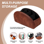 HASTHIP Remotes Organizer for Desk and Living Room featuring 5 Compartments | PU Leather Holder