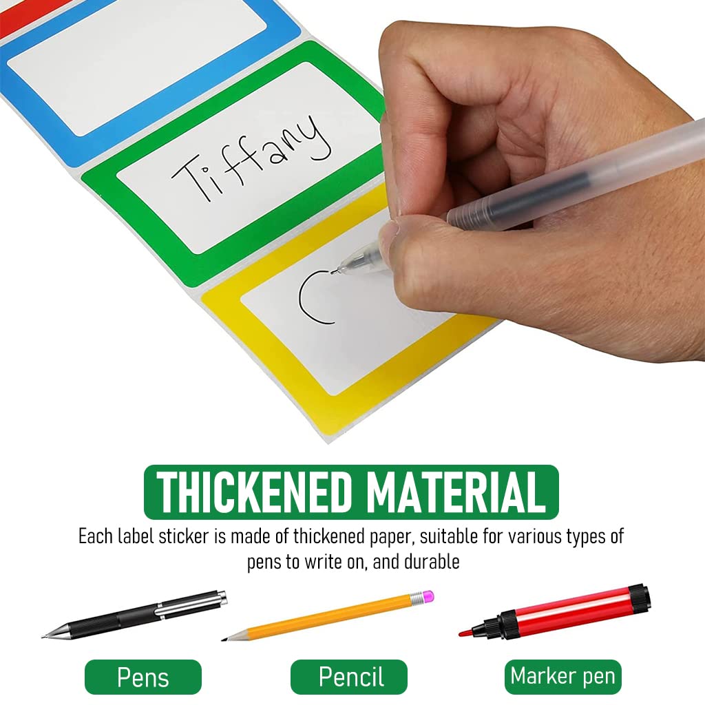 300 Sheet Colored Label Stickers, 3.5"x2.3" Self Adhesive Tags 4 Colors Name Tag Sticker for Office, School, Classroom, Meeting, Kindergarten, Parties, Warehouses, Clothes and Mailing