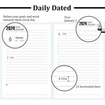 HASTHIP® 2024 Daily Planner, A5 Daily Diary, PU Leather Cover, Pen, Refill & Gift Box, Yearly, Monthly, Daily Planner Diary, Star Golden Embossing Cover Design Daily Planner, Gift for Kids Students