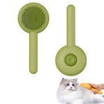 HASTHIP® Cat Brush, Undercoat Brush, One-Push Type, Long Hair, Short Hair, Cat Brush, Painless, Gentle on the Skin, Easy to Remove, Massage, Brushing Brush, Pilling Removal, For Dogs and Cats-Green