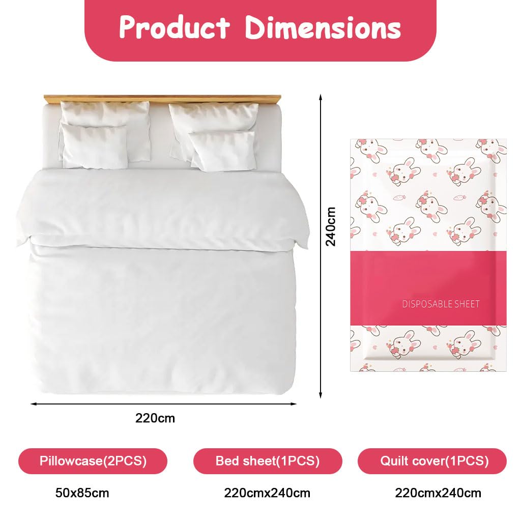 HASTHIP Travel Bed Sheets Set for Twin Bed with Skin Friendly Non Woven Fabric | 2 Pack Disposable Hotel Bedding
