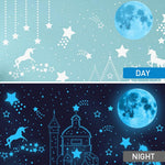 HASTHIP Glow in The Dark Unicorn Wall Decals for Kids Room with 893 Luminous Stickers | Non Toxic Waterproof Fairy Bedroom Decor