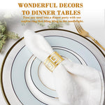 HASTHIP Napkin Ring Set for Wedding and Holiday Table Settings with Hollow Cut Design 12pcs 1.77x1.18in Gold