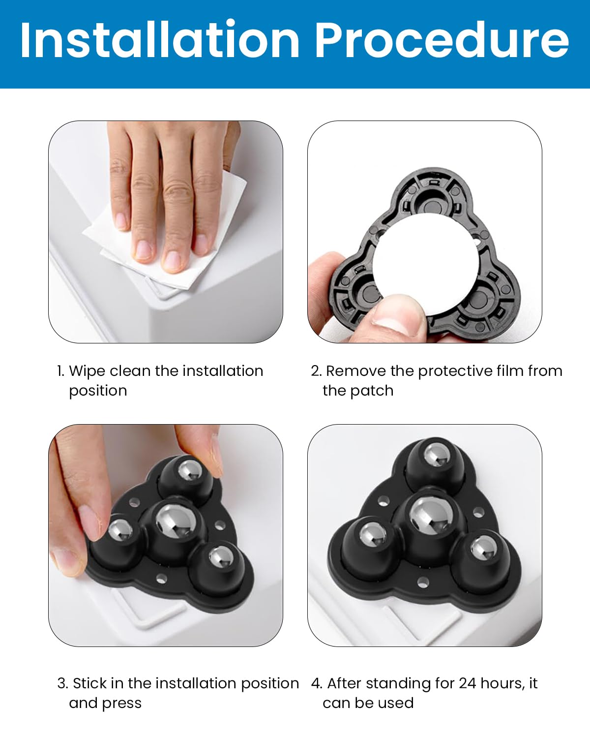 HASTHIP Self Adhesive Caster Wheels for Furniture featuring 360 Swivel and 100 kg Load Capacity