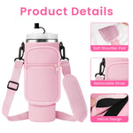 HASTHIP Water Bottle Carrier Bag for Stanley 30 oz Tumbler with Phone Pocket and Adjustable Strap | Pink Neoprene Holder