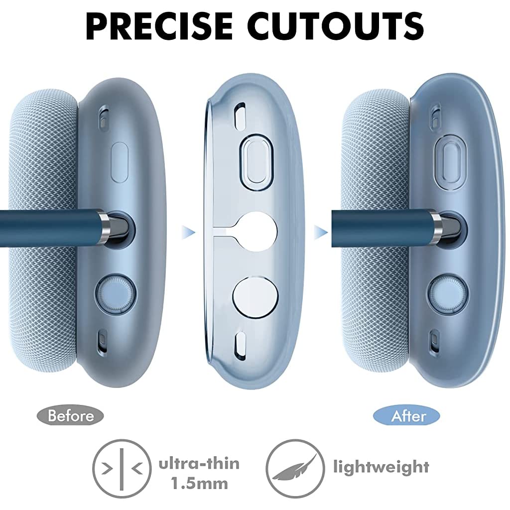 HASTHIP® Clear Case for AirPods Max Anti-Scratch TPU Cover for AirPods Max, One Pair TPU Protective Clear Case for AirPods Max, Accessories for AirPods Max