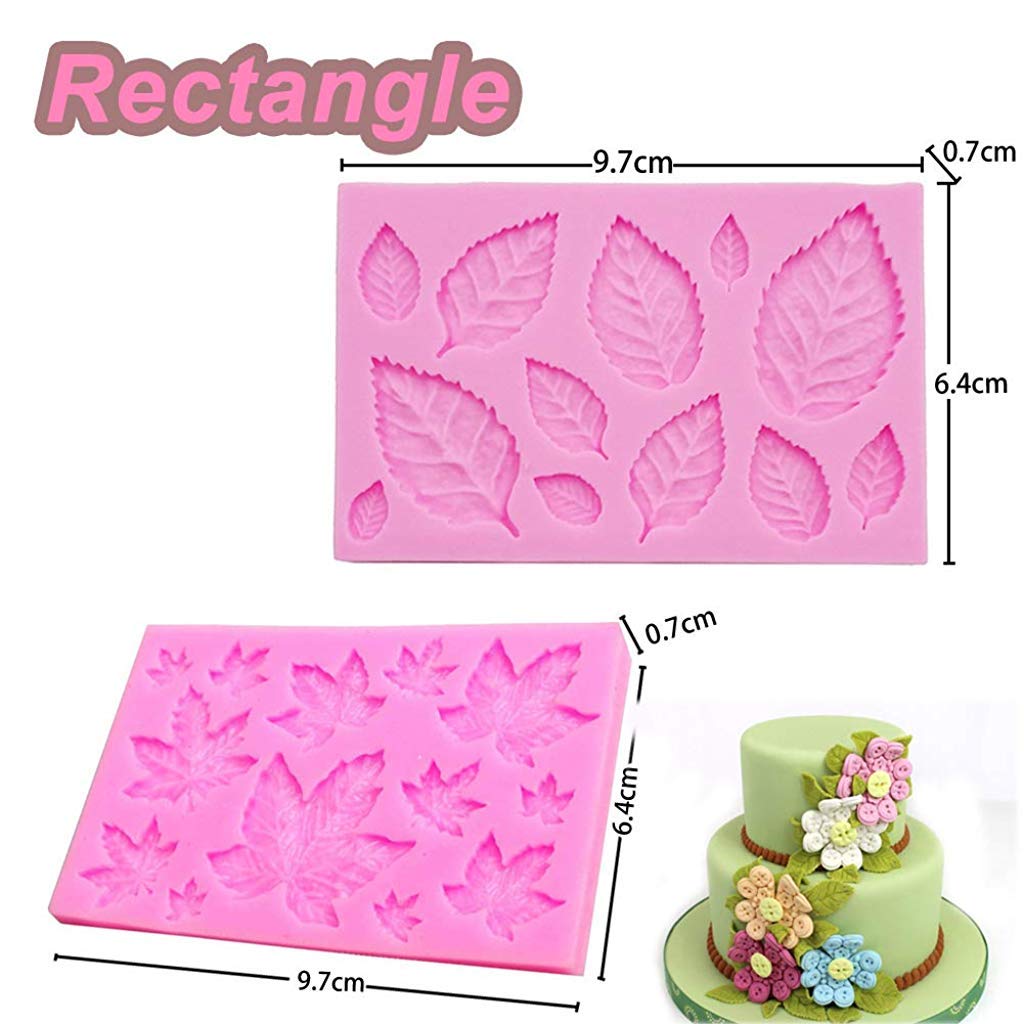 HASTHIP® 10PCS Silicone Leaves Fondant Molds 3D Mini Maple Leaf Rose Shaped DIY Cake Decoration 20 x 10 x 3 Centimeters