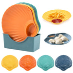 HASTHIP Snack Serving Trays for Party with 8pcs Organizer Holder featuring Seashell Shape | Food Grade PP Plates with Sauce Compartment