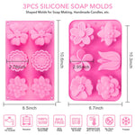HASTHIP Silicone Soap Molds for DIY Soap Making with 6 Flower Shapes and 3 Panels | Food Grade Silicone