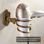 HASTHIP Hair Dryer Stand for Bathroom with Glue and Screws featuring 9.4×10.3×14cm Aluminum Spiral Rack | Retro Bronze Wall Mount Organizer