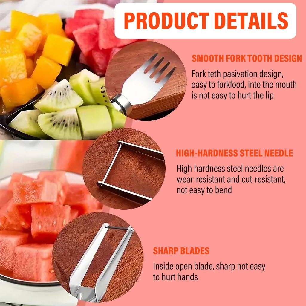 HASTHIP Watermelon Cutter 9.4 in for Easy Serving with Dual Head Design and Stainless Steel Fork