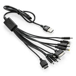 HASTHIP® Cable de Carga USB 10 en 1 1M/3.3Ft, Cable Multiconector Universal con 10 Puertos para Micro, 30-Pin, DC y Más Dispositivos, Carga Rápida para Electrónicos