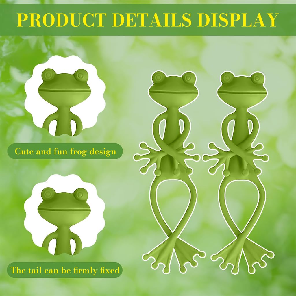 HASTHIP Plant Supports for Branch Stability with Flexible Frog Twist Ties 3 pcs | Green Cartoon Design