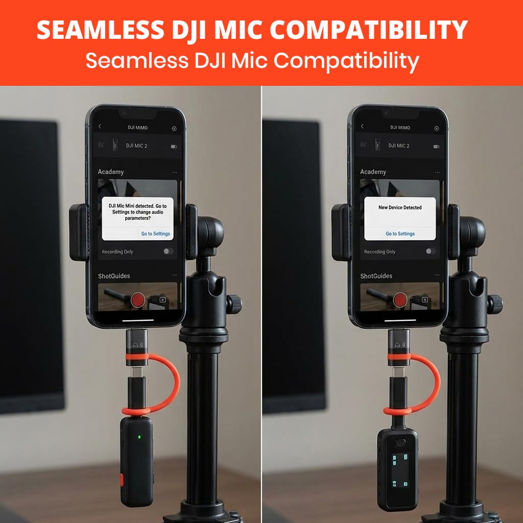 HASTHIP® Adaptador de teléfono móvil Lightning para Mic Mini, con Clip magnético, Compatible con iPhone 14/13/12/11, Conector para Smartphone, PC y Mac, Accesorios de Montaje Gris